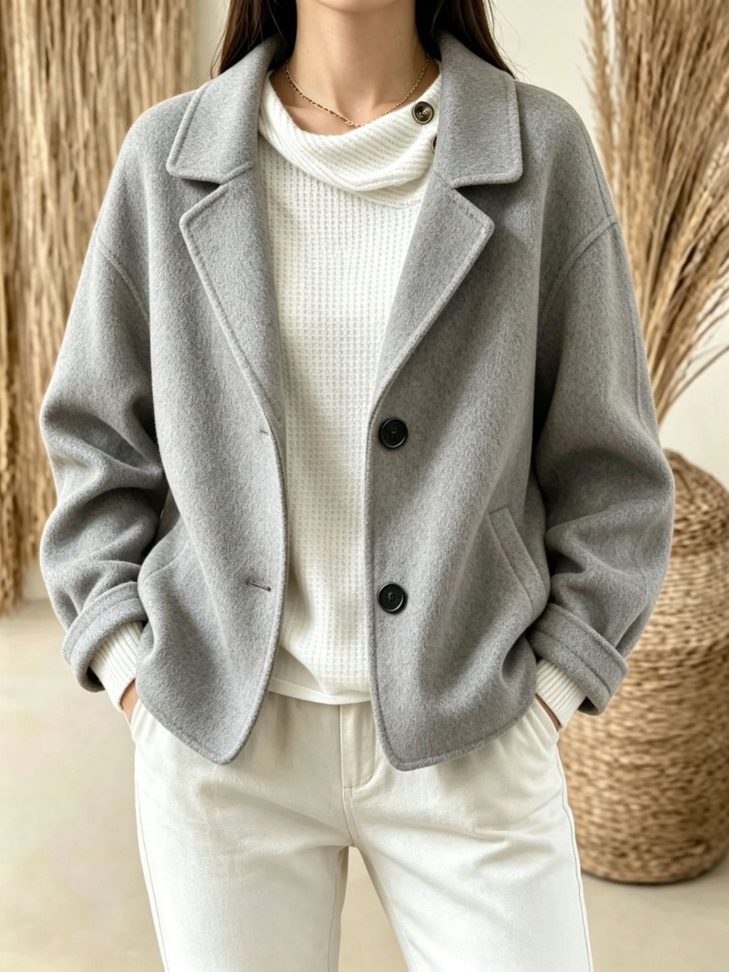 Tailleur Slim Due Bottoni Donna Grigio