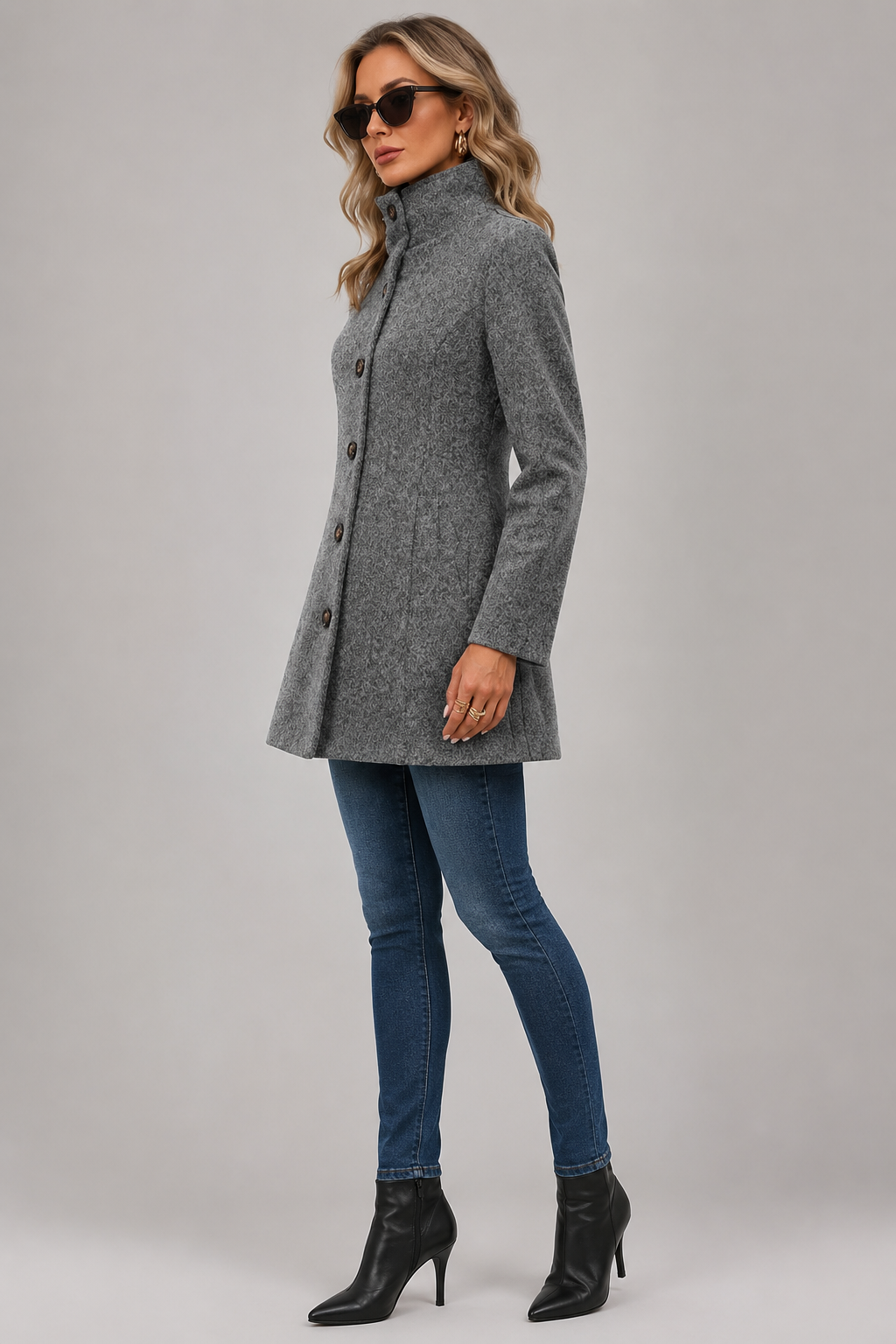 Cappotto Corto Lana con Bottoni Donna