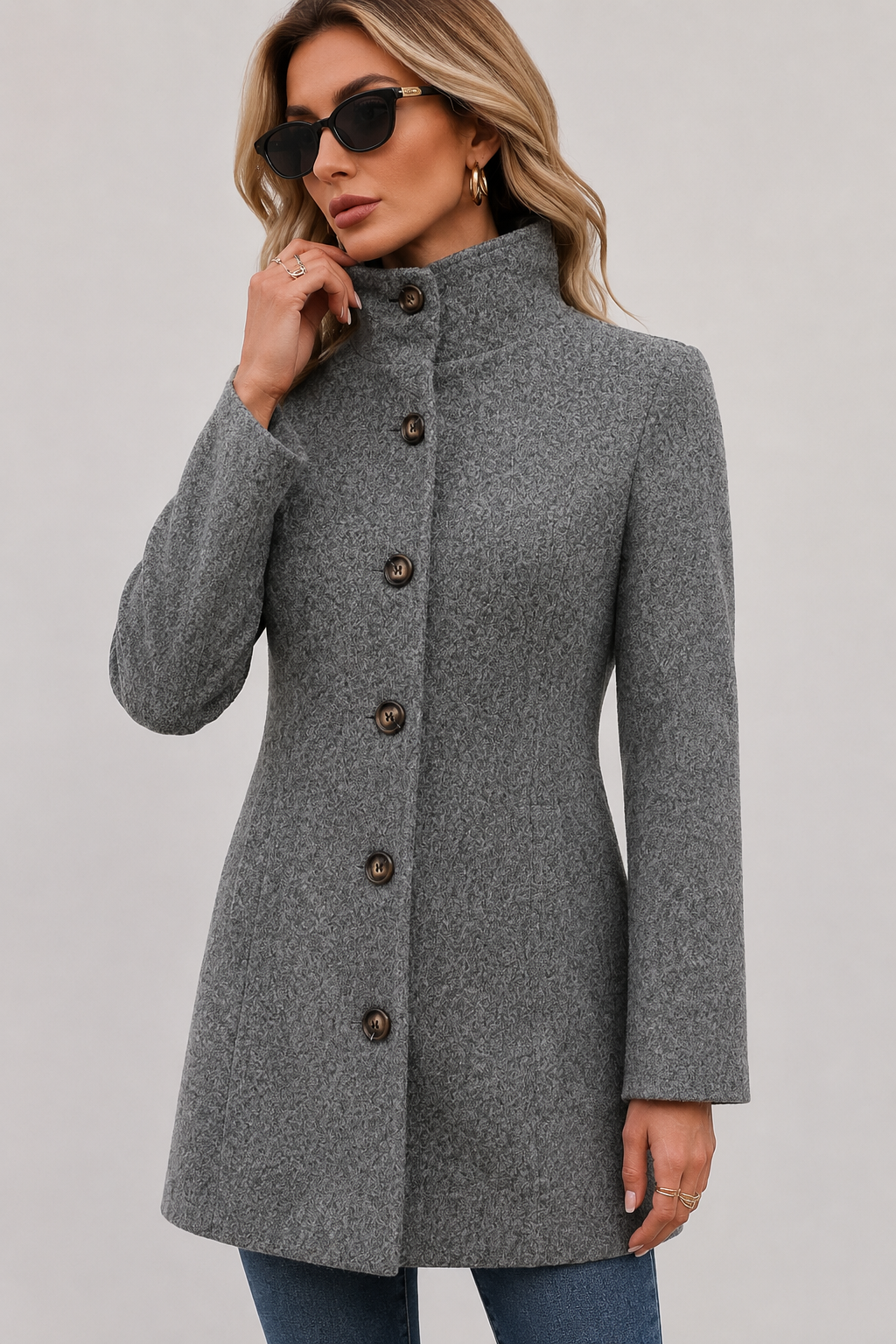 Cappotto Corto Lana con Bottoni Donna