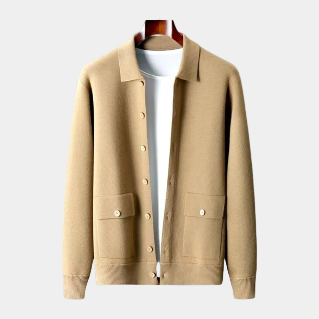 Cardigan Collo Camicia con Bottoni Uomo