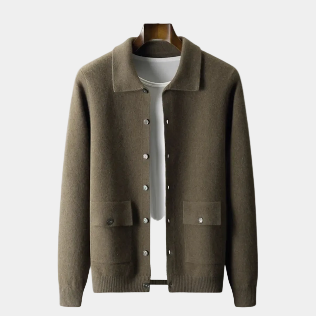 Cardigan Collo Camicia con Bottoni Uomo