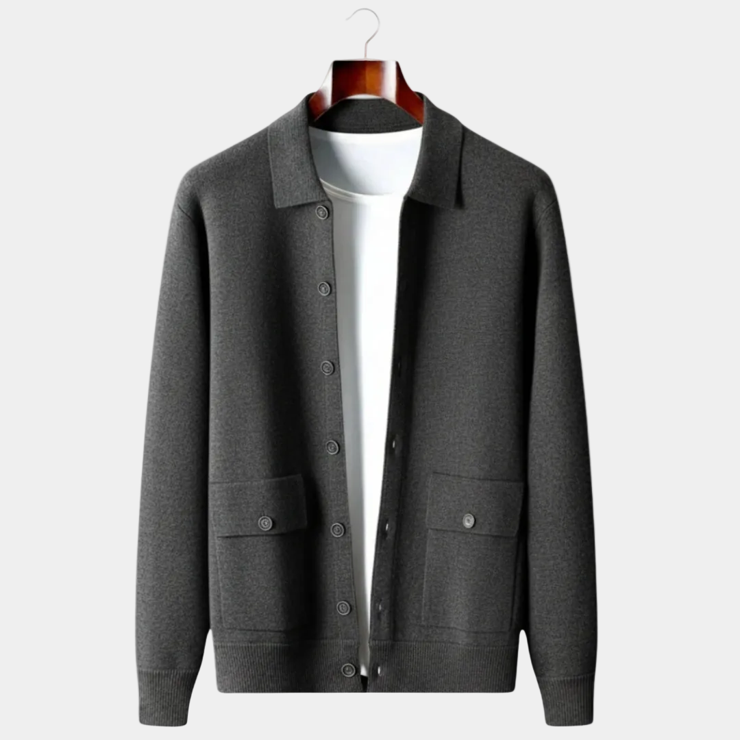 Cardigan Collo Camicia con Bottoni Uomo