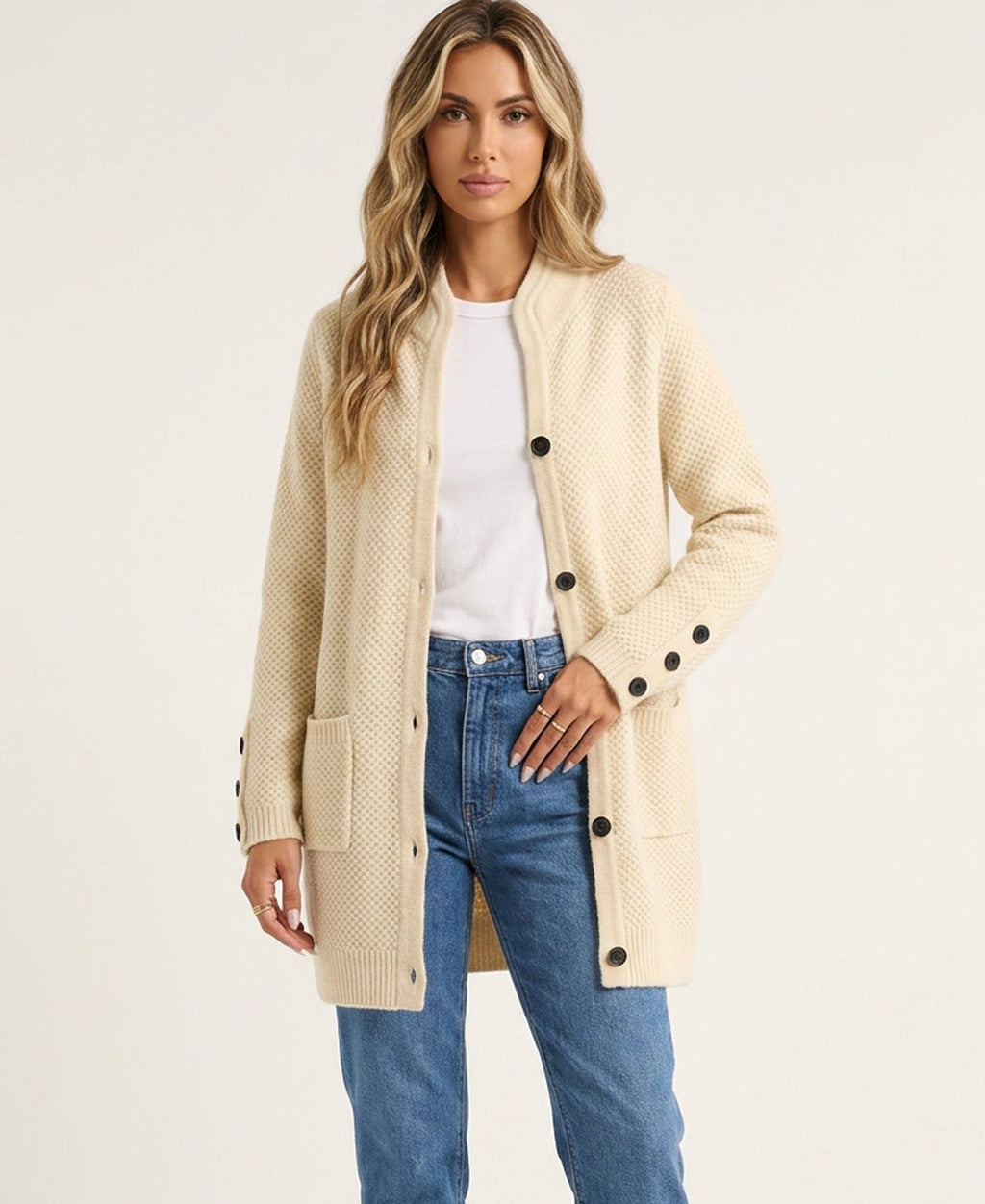 Cardigan Lungo Maglia Morbida Donna