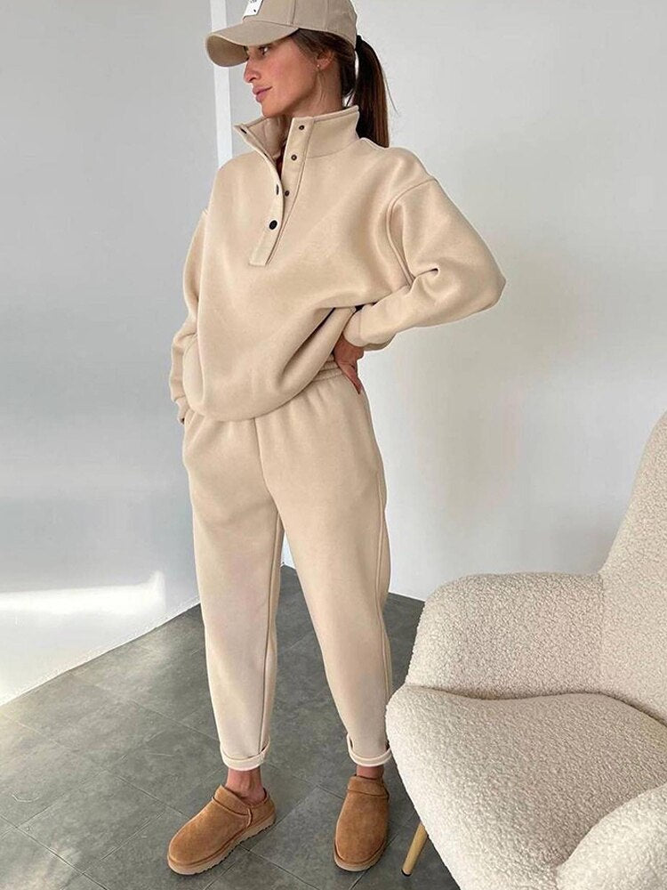 Completo Felpa e Pantaloni Pile Donna