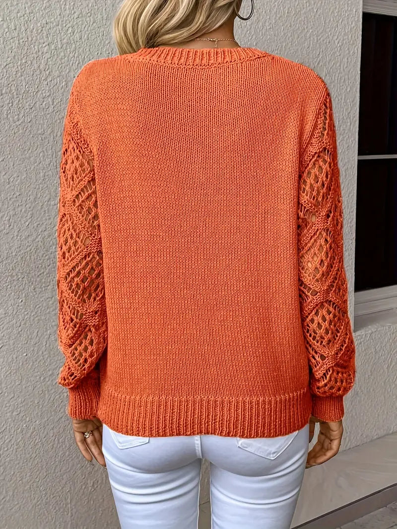 Maglione Scollo a V Traforato Donna