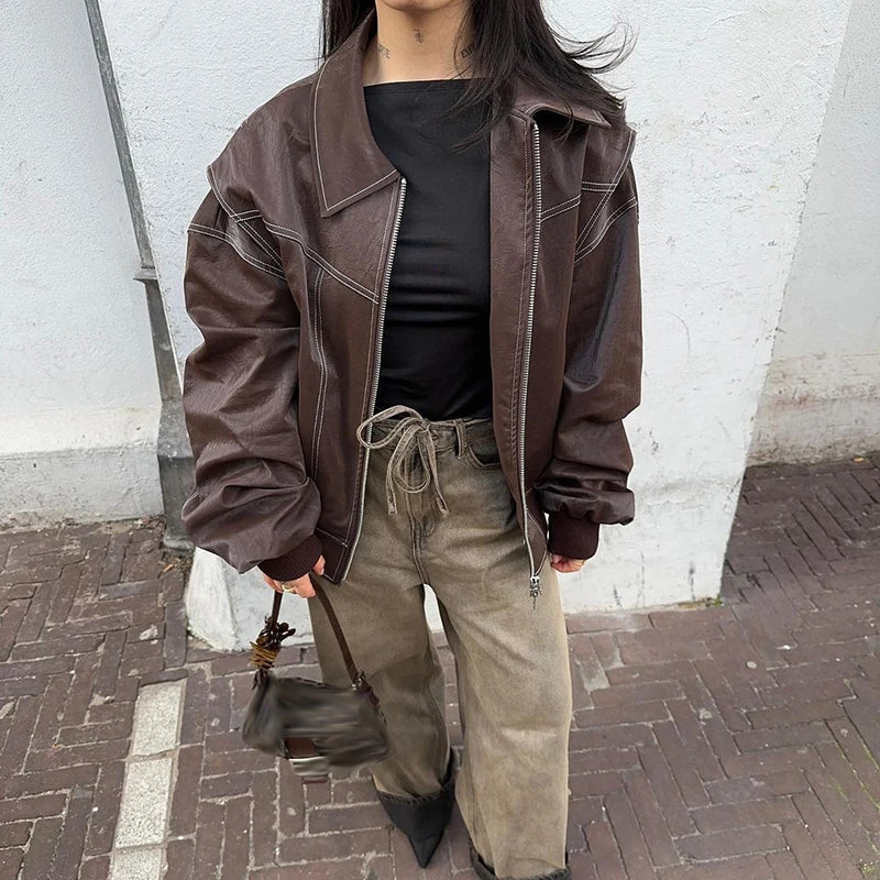 Giacca Ecopelle Oversize Donna