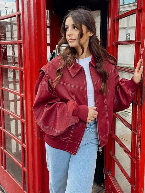 Giacca Ecopelle Oversize Donna