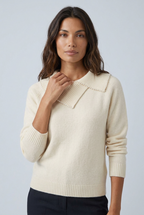 Maglione Collo Asimmetrico con Perle Donna