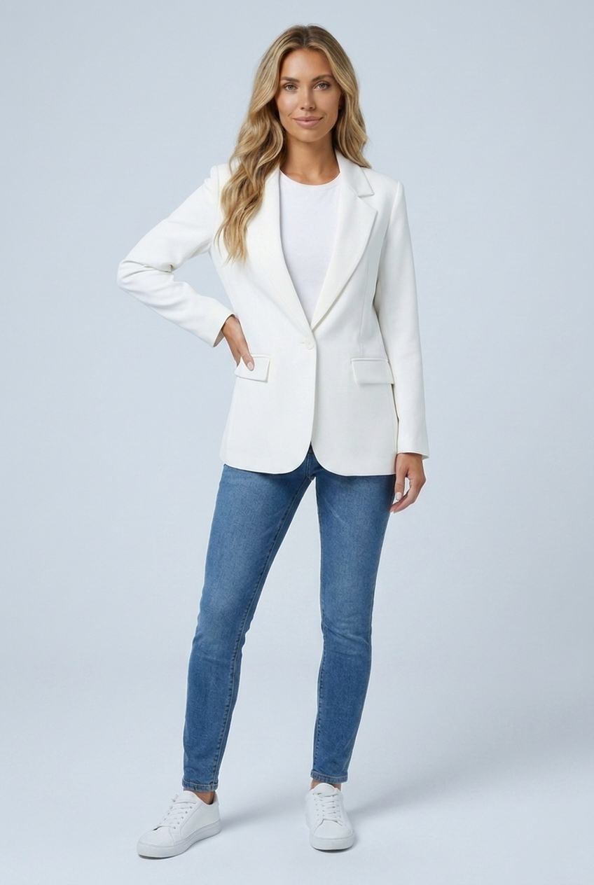 Blazer Lungo Dritto Un Bottone Donna