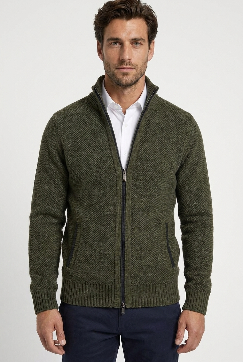 Cardigan con Zip Collo Alto Uomo