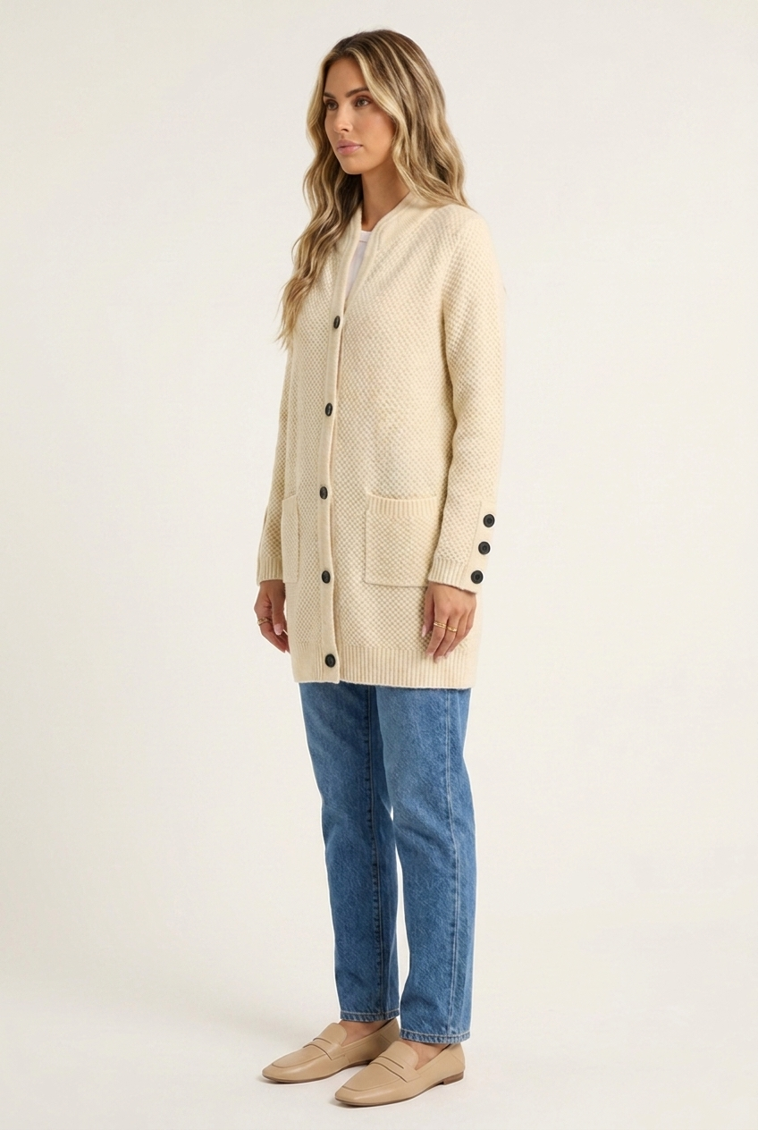 Cardigan Lungo Maglia Morbida Donna