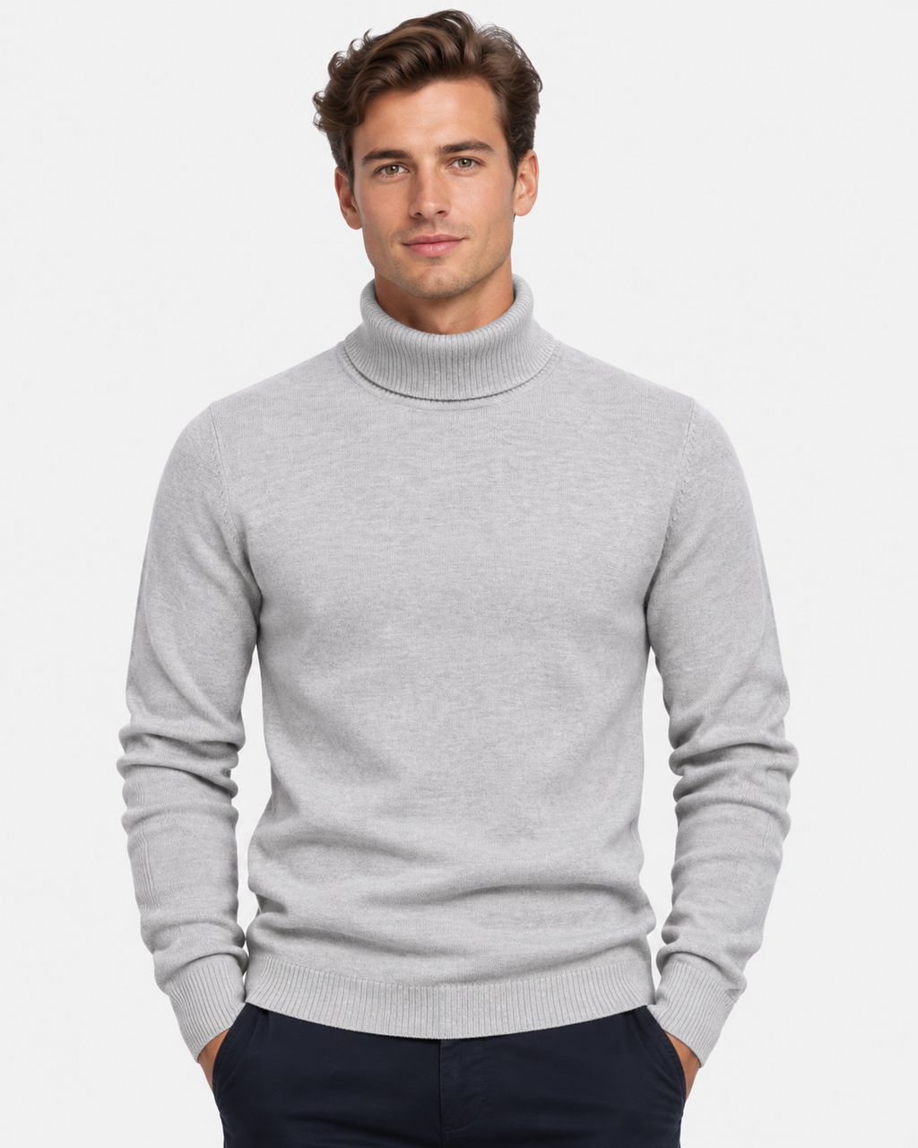 Maglione Dolcevita Slim Fit Cotone Uomo