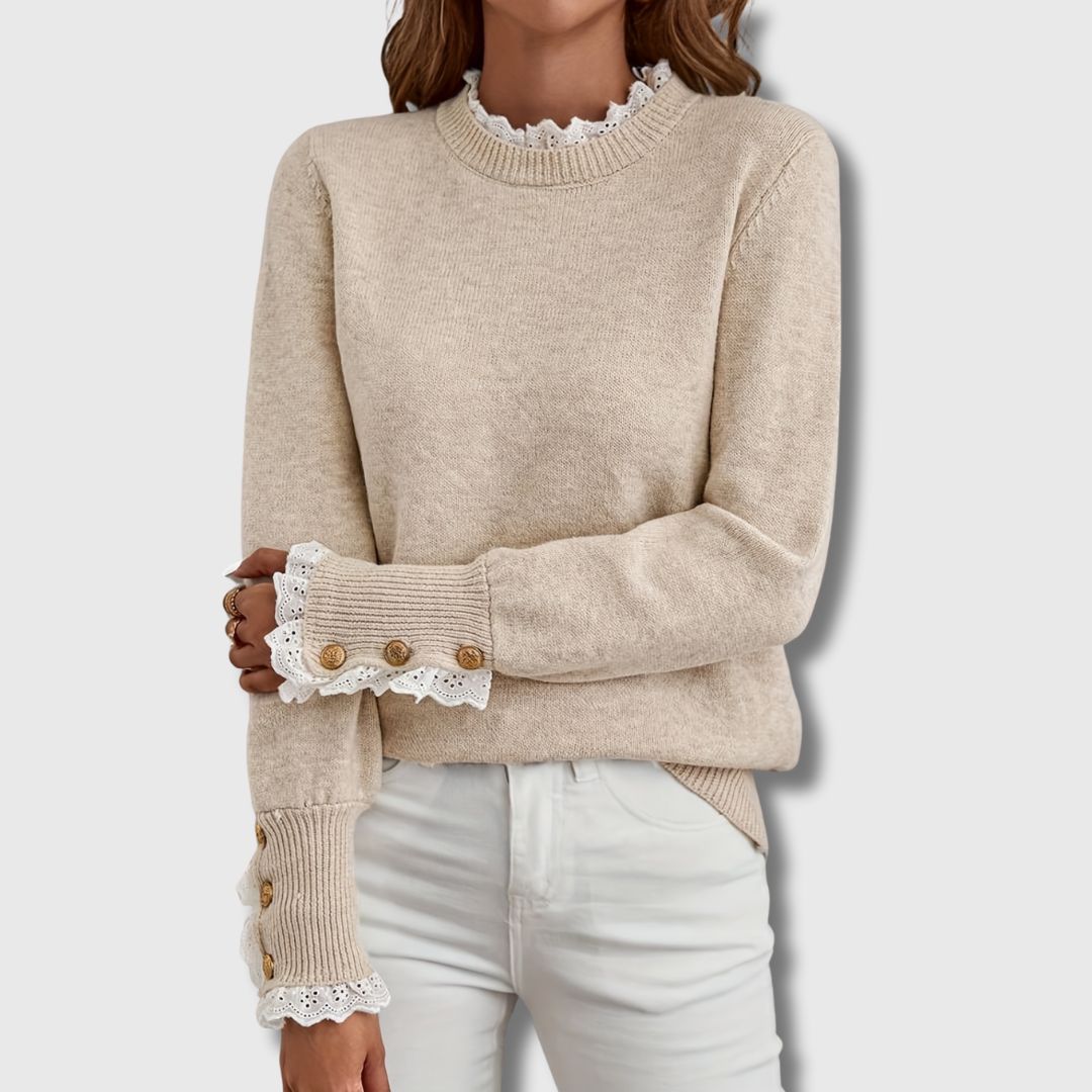 Maglione Girocollo con Pizzo Donna