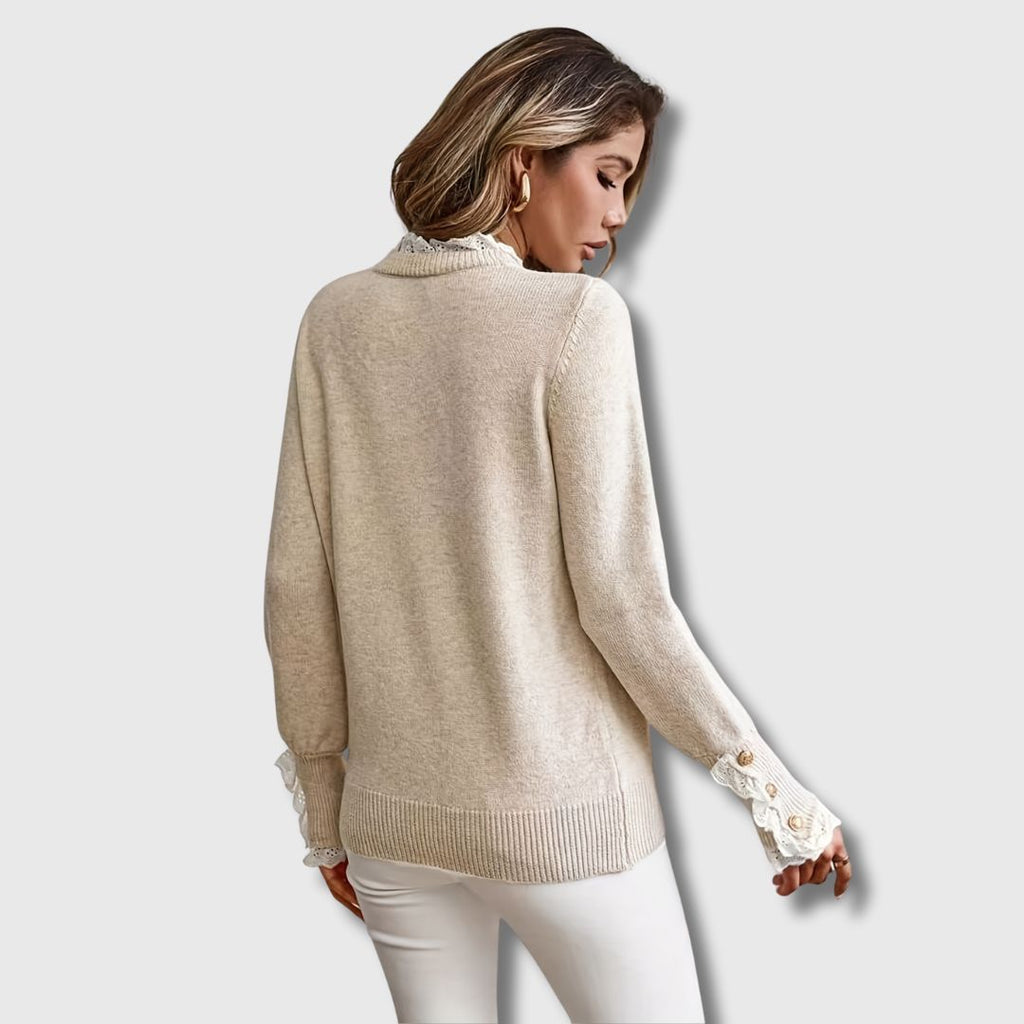 Maglione Girocollo con Pizzo Donna