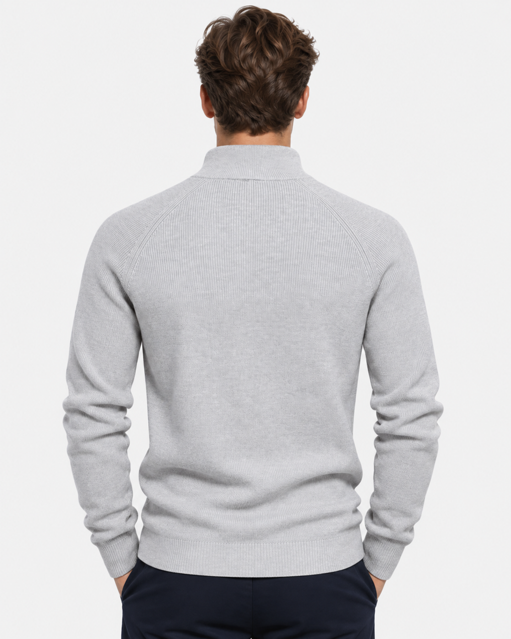 Maglione Mezza Zip a Coste Uomo