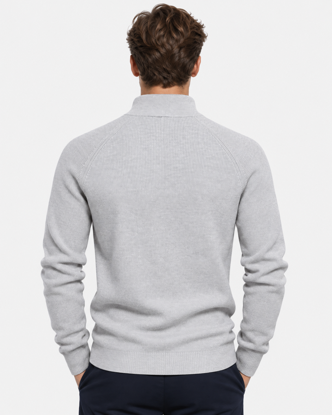 Maglione Mezza Zip a Coste Uomo