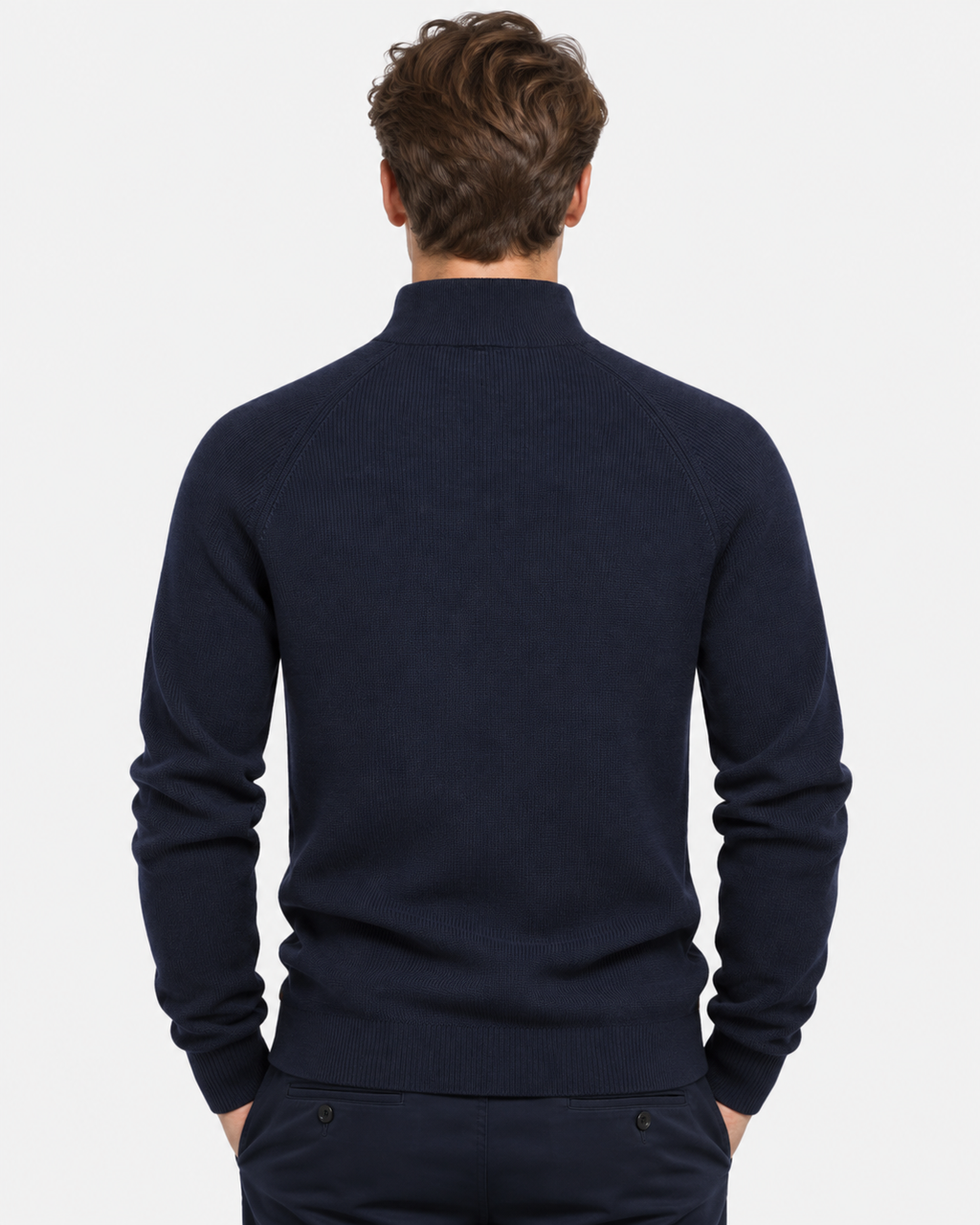 Maglione Mezza Zip a Coste Uomo