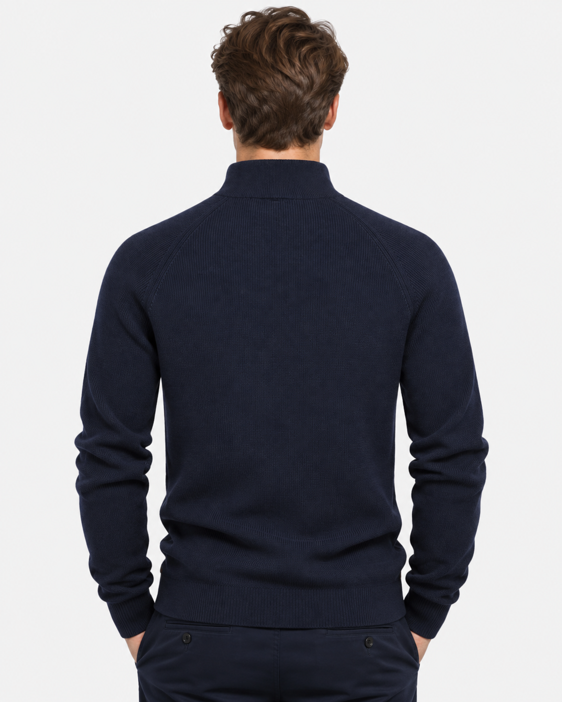 Maglione Mezza Zip a Coste Uomo