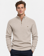 Maglione Mezza Zip a Coste Uomo