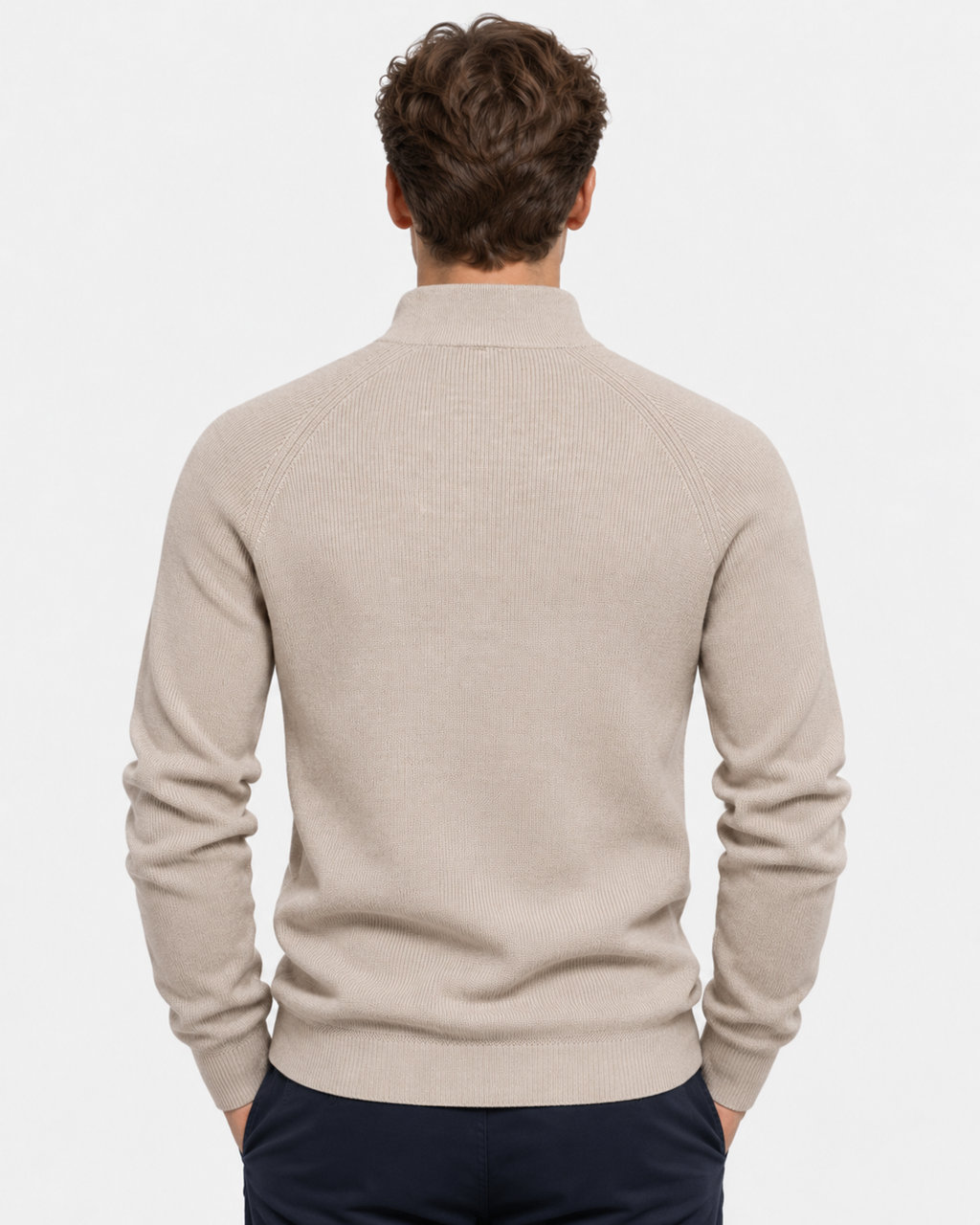 Maglione Mezza Zip a Coste Uomo