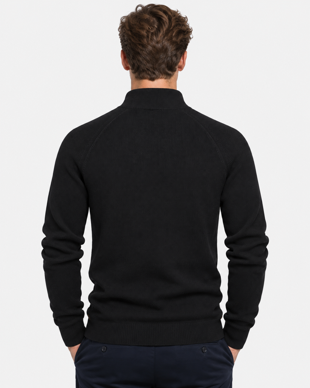 Maglione Mezza Zip a Coste Uomo