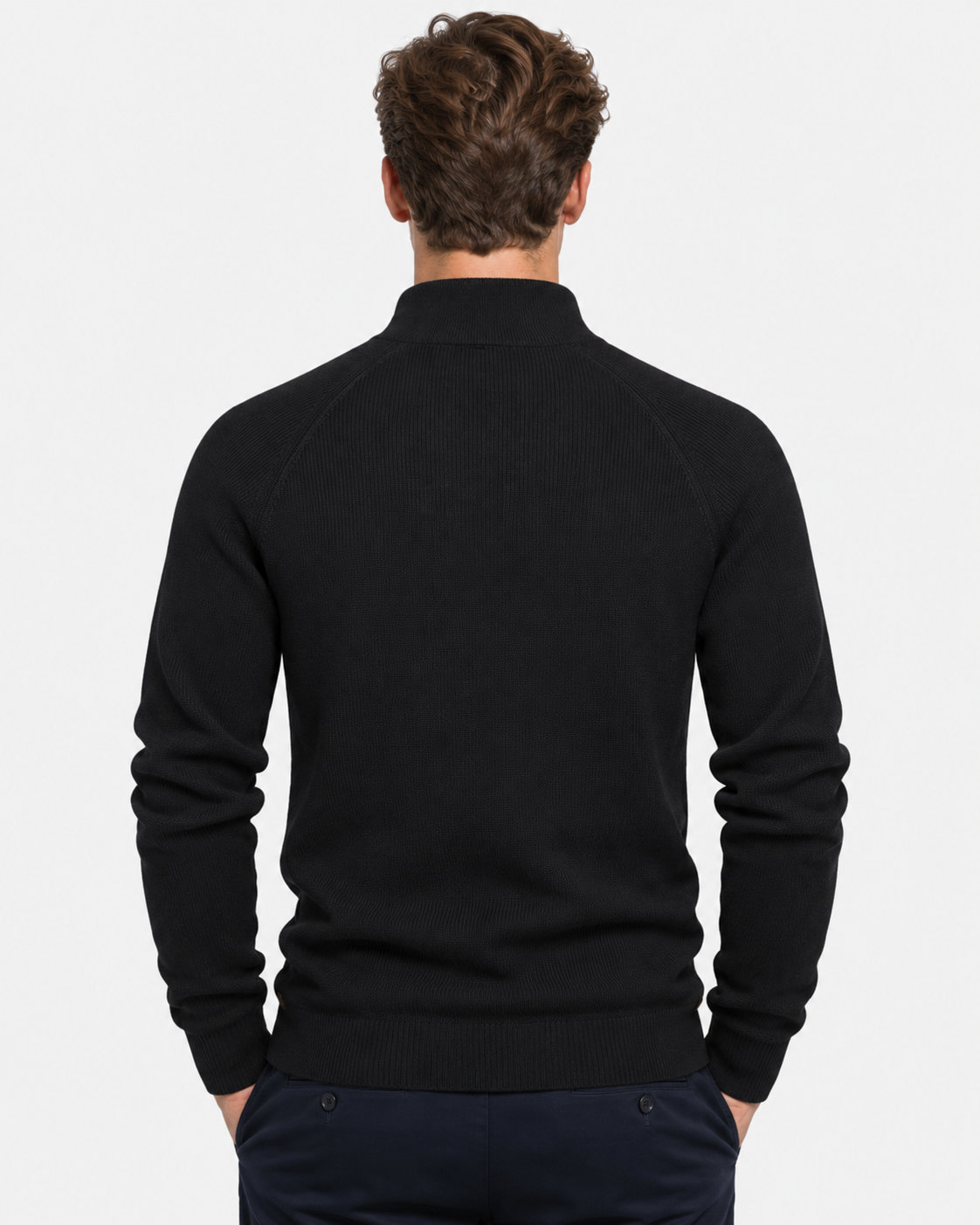 Maglione Mezza Zip a Coste Uomo