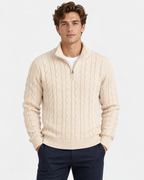 Maglione Mezza Zip Trecce Lana Uomo