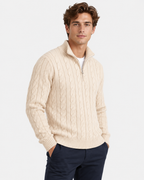 Maglione Mezza Zip Trecce Lana Uomo