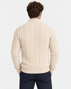 Maglione Mezza Zip Trecce Lana Uomo
