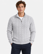 Maglione Mezza Zip Trecce Lana Uomo