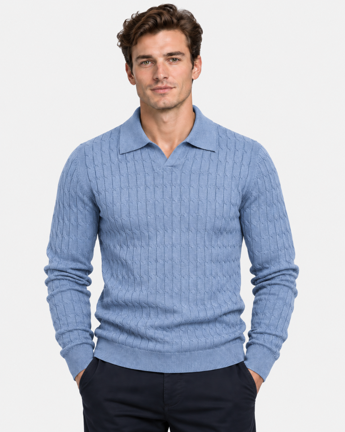 Maglione Polo Manica Lunga Cotone Uomo