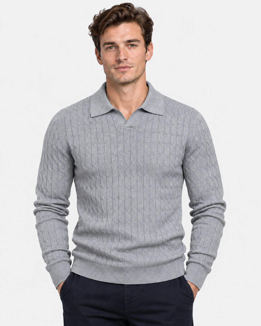Maglione Polo Manica Lunga Cotone Uomo