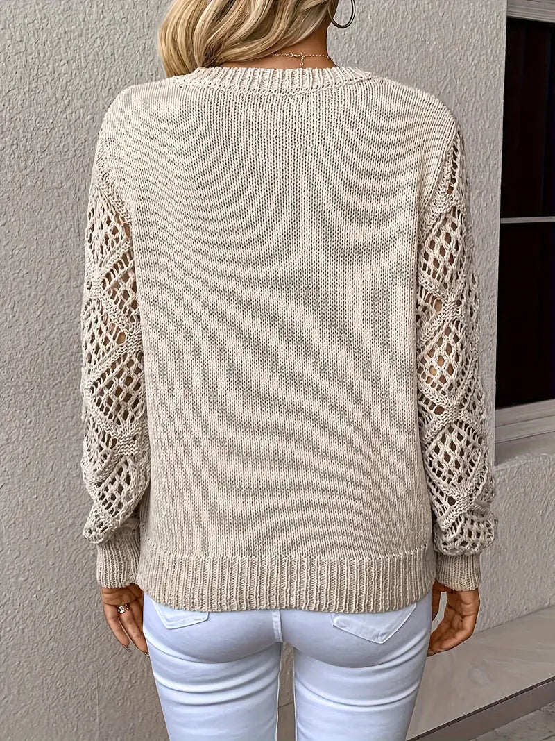 Maglione Scollo a V Traforato Donna