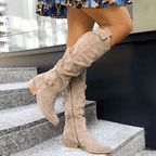 Stivali Alti Scamosciati con Zip Donna