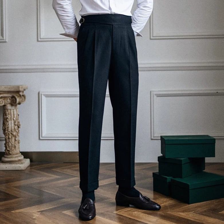 Pantaloni Vita Alta con Risvolto Uomo