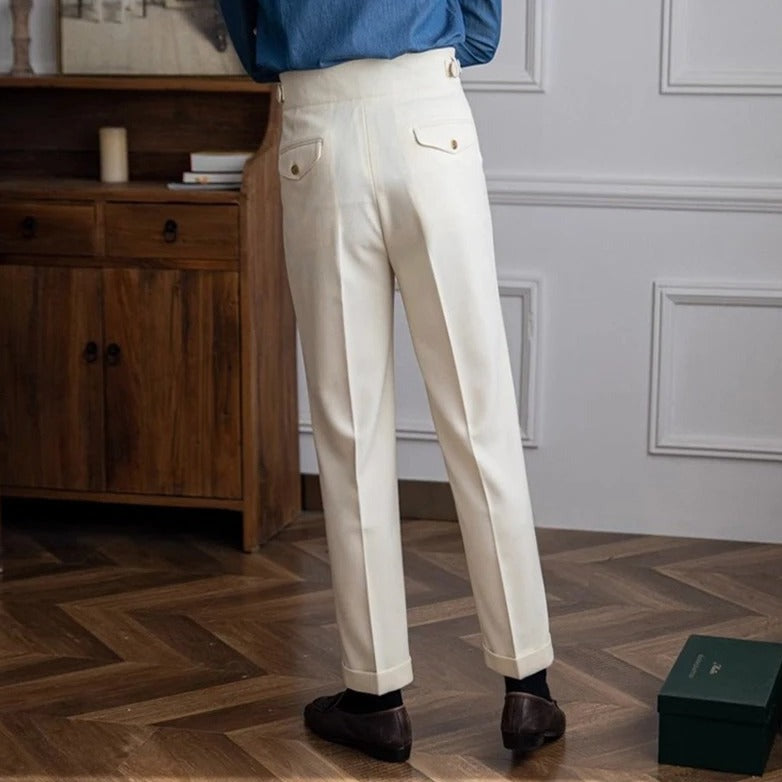 Pantaloni Vita Alta con Risvolto Uomo