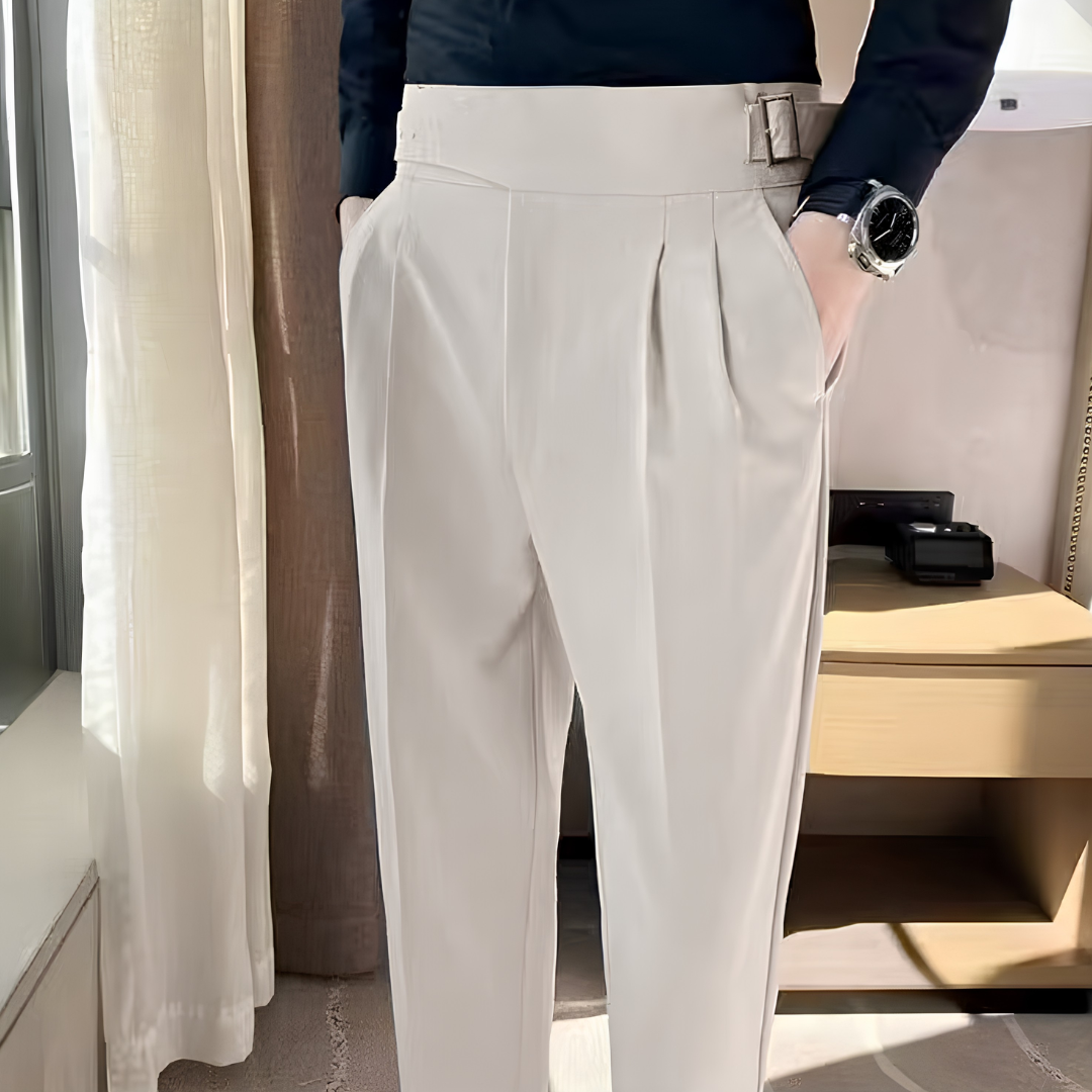 Pantaloni Vita Alta con Pinces Uomo