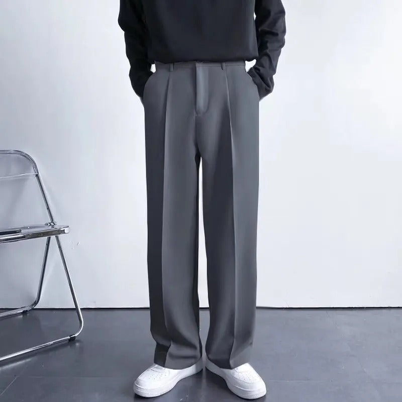 Pantaloni con Pieghe Gamba Dritta Uomo