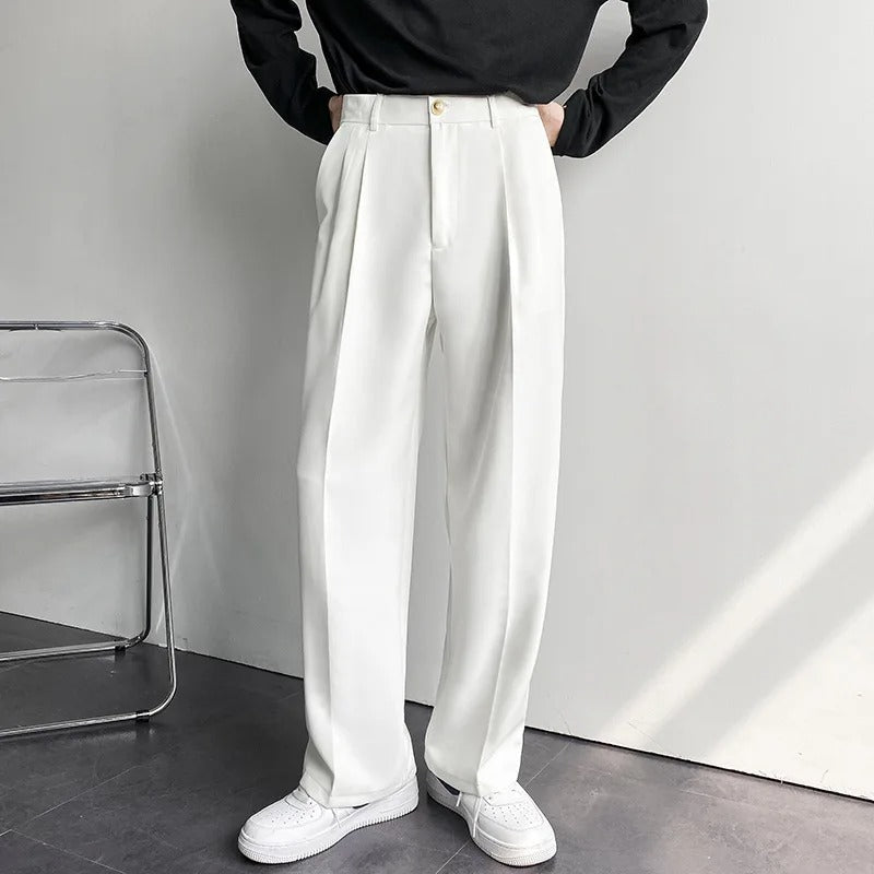 Pantaloni con Pieghe Gamba Dritta Uomo