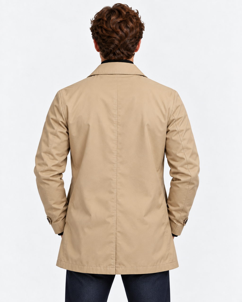 Trench Corto Impermeabile con Bottoni Uomo