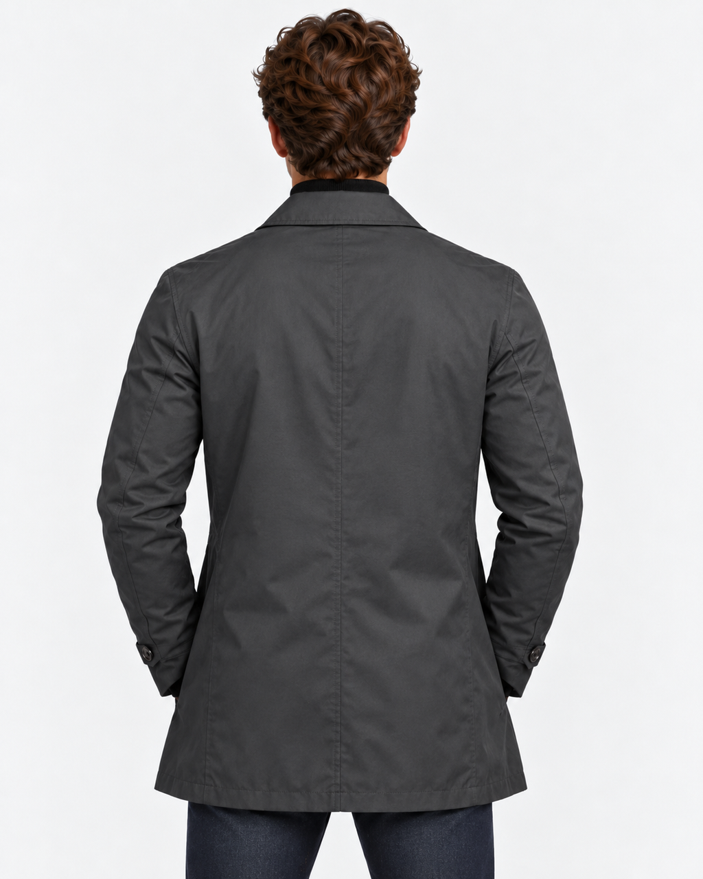 Trench Corto Impermeabile con Bottoni Uomo
