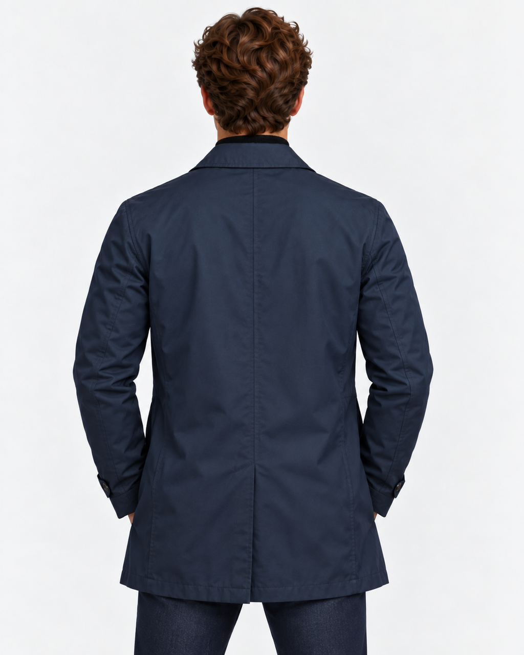 Trench Corto Impermeabile con Bottoni Uomo