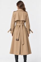 Trench Lungo Doppiopetto con Cintura Donna